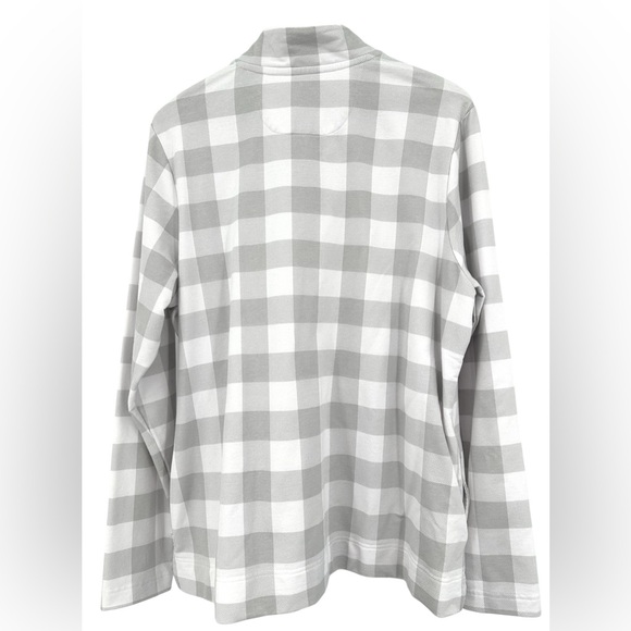 Southern Tide Women’s XL White & Gray Plaid 1/4 Button Front Fleece Pullover - Picture 3 of 11